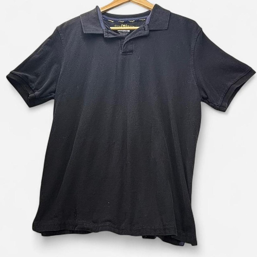 Club Room Mens Black Short Sleeve 100% Cotton Polo Shirt Size Medium